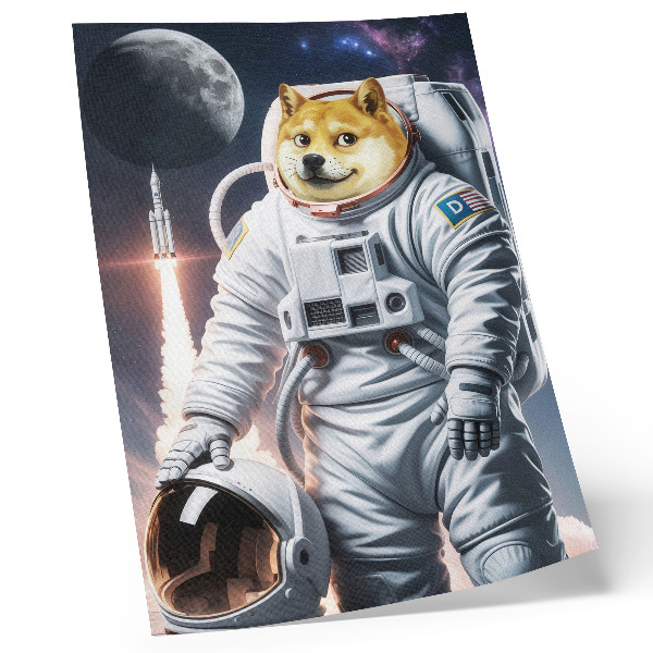 Poster Cane in tuta spaziale, razzo spaziale, abito lunare