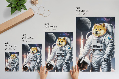 Poster Cane in tuta spaziale, razzo spaziale, abito lunare