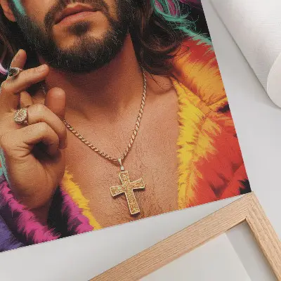 Stampa su tela con colori intensi e motivi retrò a contrasto