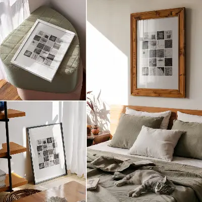 Foto su tela con motivi geometrici artistici in bianco e nero