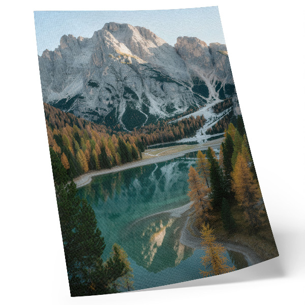 Foto su tela Montagne, foresta, lago, riflessi, alberi colorati