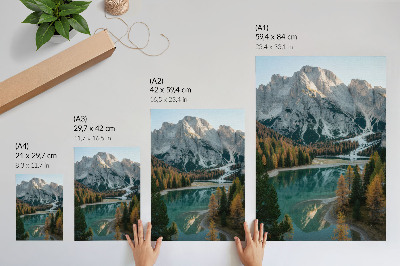 Foto su tela Montagne, foresta, lago, riflessi, alberi colorati