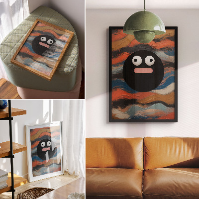 Stampa su tela Una figura nera su uno sfondo colorato in uno stile dinamico