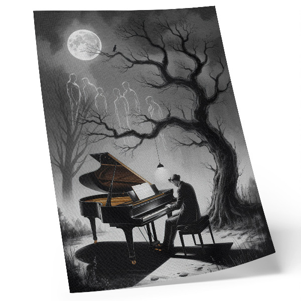 Foto su tela Colori tenui, fantasmi, pianoforte, luna