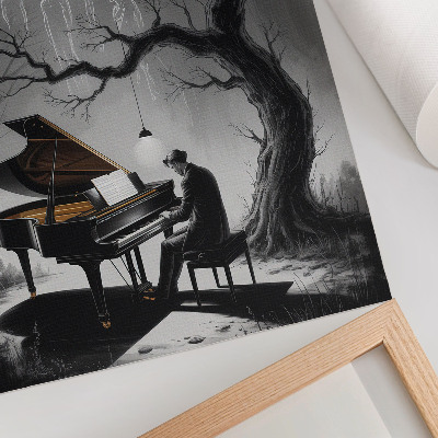 Foto su tela Colori tenui, fantasmi, pianoforte, luna