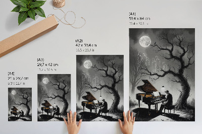 Foto su tela Colori tenui, fantasmi, pianoforte, luna