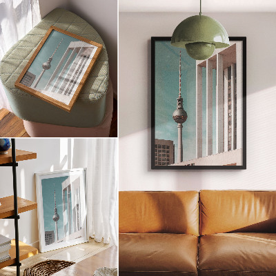 Poster Torre minimalista, edifici moderni, cielo blu