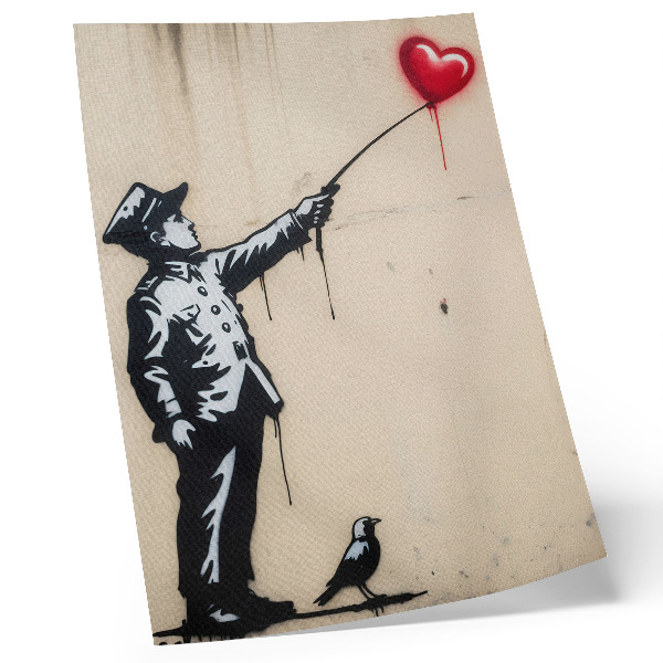 Stampa su tela Figura in bianco e nero con un cuore rosso