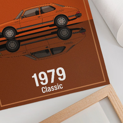 Poster Auto retrò in stile vintage arancione specchietto retrovisore
