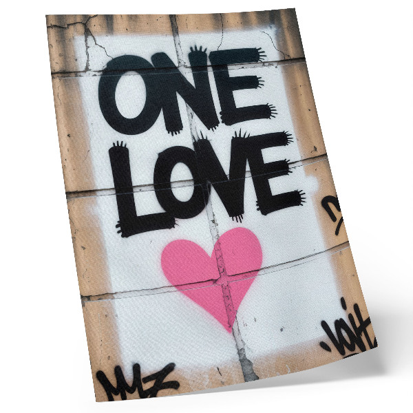 Stampa su tela Testo graffiti a forma di cuore su un muro di cemento