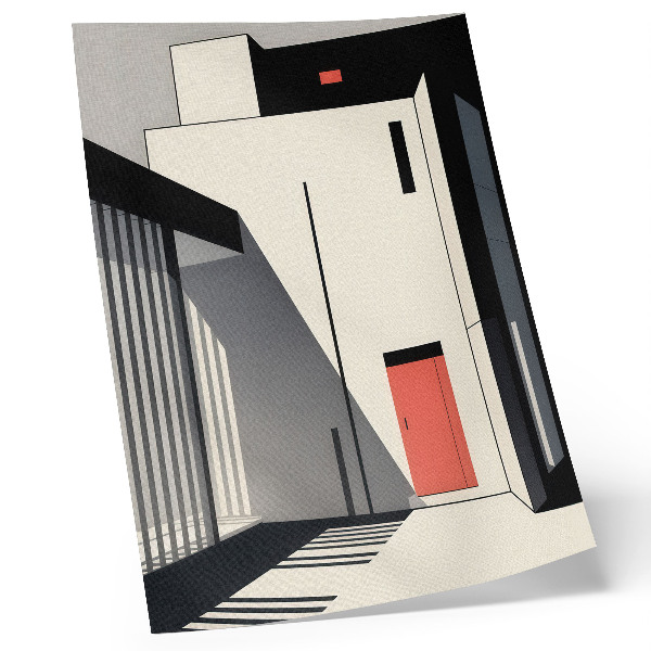 Foto su tela Contrasto tra architettura geometrica minimalista