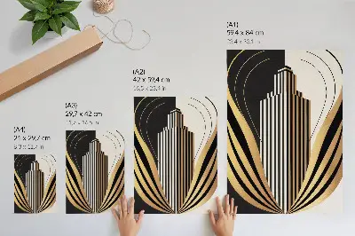 Stampa su tela con linee architettoniche che contrastano eleganza e modernità