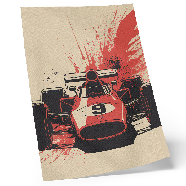 Foto su tela Auto da corsa rossa e nera in movimento