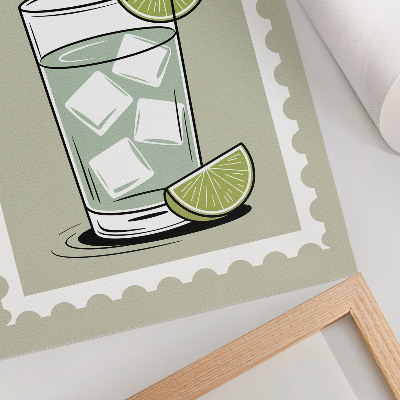 Stampa su tela La scritta GIN TONIC con elementi verdi e bianchi