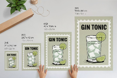 Stampa su tela La scritta GIN TONIC con elementi verdi e bianchi
