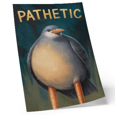 Poster Uccello buffo dai colori insoliti su sfondo turchese