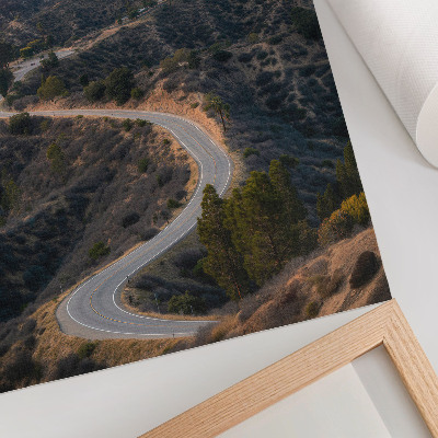 Poster Iscrizione sulle colline, strada, sogni al tramonto
