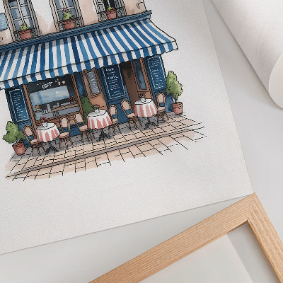 Stampa su tela Un affascinante caffè francese con una suggestiva terrazza.
