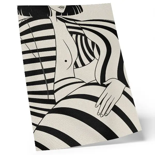 Foto su tela con stampa geometrica a righe in bianco e nero