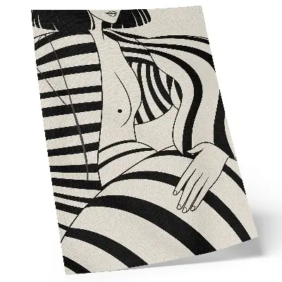 Foto su tela con stampa geometrica a righe in bianco e nero