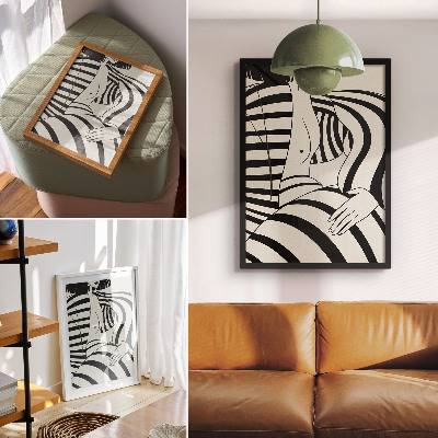 Foto su tela Eleganza a righe geometriche in bianco e nero