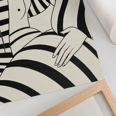 Foto su tela con stampa geometrica a righe in bianco e nero