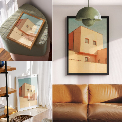 Stampa su tela architettura geometrica facciata beige