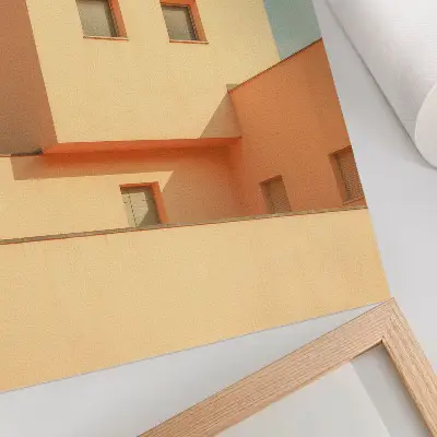 Stampa su tela architettura geometrica con facciata beige