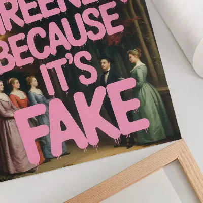 Foto su tela con iscrizione rosa, foresta, personaggi, eleganza e umorismo