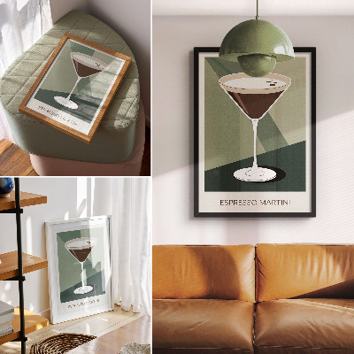 Foto su tela Martini moderno nei toni del verde, beige e bianco.