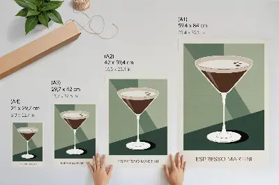 Foto su tela stampa moderna con motivi martini nei toni del verde, beige e bianco