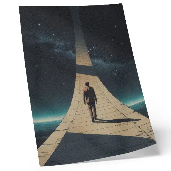 Stampa su tela persona sulla strada con prospettiva spaziale notturna