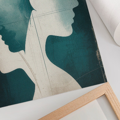 Poster Sagome turchesi con delicate linee bianche