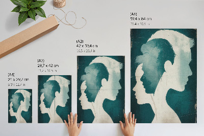 Poster Sagome turchesi con delicate linee bianche