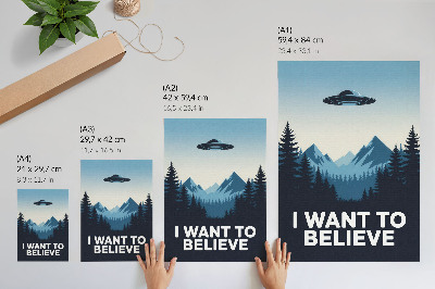 Stampa su tela UFO foresta montagne misterioso stile moderno