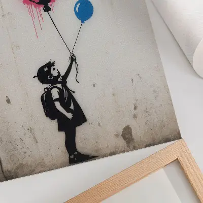 Poster bambino con palloncini su sfondo irregolare