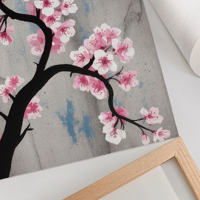 Stampa su tela Fiori delicati su sfondo grigio