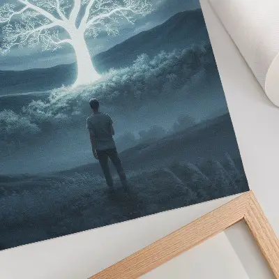 Foto su tela albero magico su paesaggio notturno