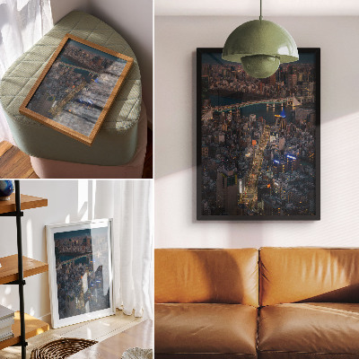Poster L'eleganza notturna della città, fatta di luci e riflessi.