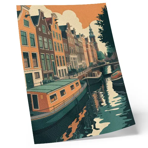 Poster case popolari affacciate sul canale che si riflettono nell'acqua