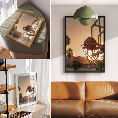 Poster Palla da basket al tramonto energico