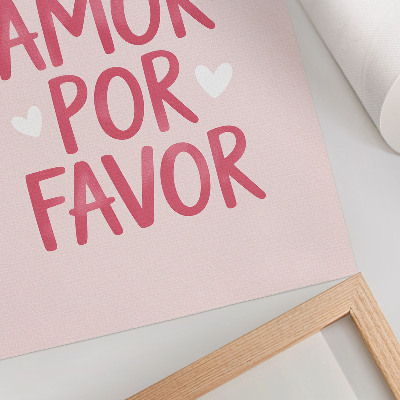 Foto su tela Testo gioioso lettere a forma di cuore rosso