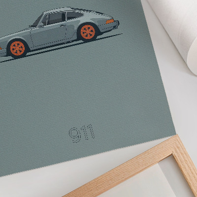 Stampa su tela Cerchi arancioni per auto d'epoca su sfondo grigio