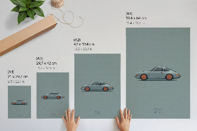 Stampa su tela Cerchi arancioni per auto d'epoca su sfondo grigio