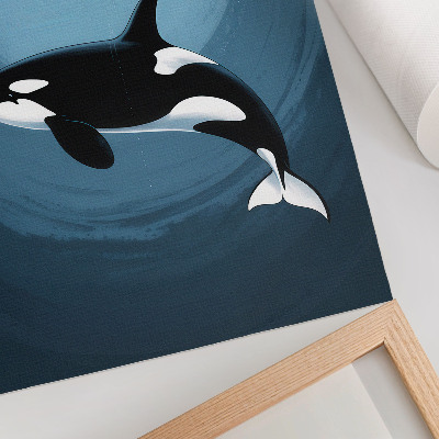 Poster Orca sott'acqua, figura su una barca, luna sullo sfondo.