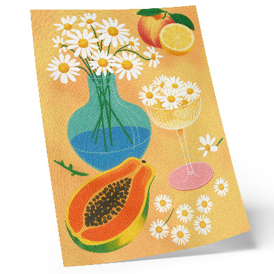 Poster Frutti succosi, margherite colorate, stile illustrativo