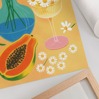 Poster Frutti succosi, margherite colorate, stile illustrativo