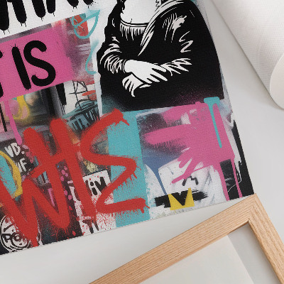 Stampa su tela Contrasto tra icona classica di graffiti energici e testo