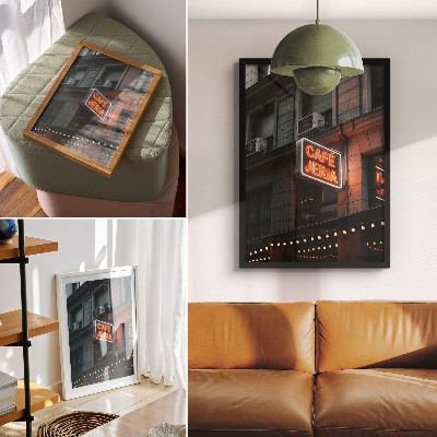 Poster Inquadratura suggestiva con insegne al neon della città