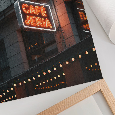 Poster Inquadratura suggestiva con insegne al neon della città